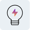 An illustration of a lightbulb with a lightning bold