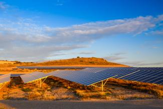Outback solar panels in sunset